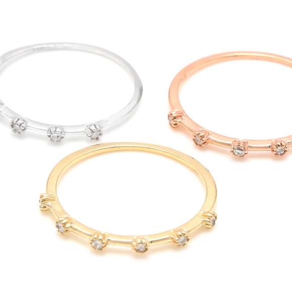 14K Multicolor Gold Set Of Stackable Diamond Rings